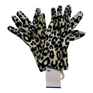 OLD NAVY Leopard Print Text Friendly Tips Gloves OS
